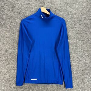 Under Armour Activewear Top Men L Large Blue Cold Gear Compression Long Sleeve